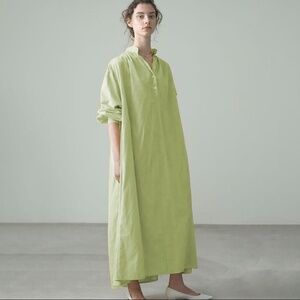 Ten x Ron Herman pistachio cotton kaftan dress shirtdress pale green S M L O/S